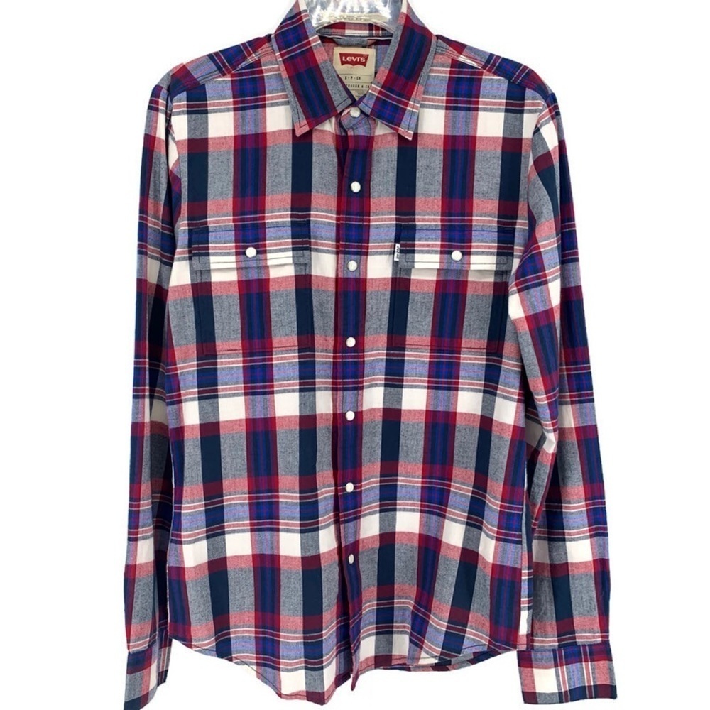 Levi’s Small Pearl Snap Plaid Modern‎ Fit Flannel